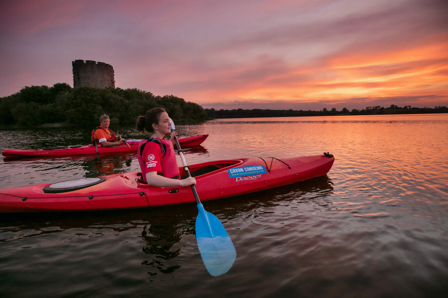 Kayak, Cloughoughter château, Lough Oughter, Irlande, Cavan