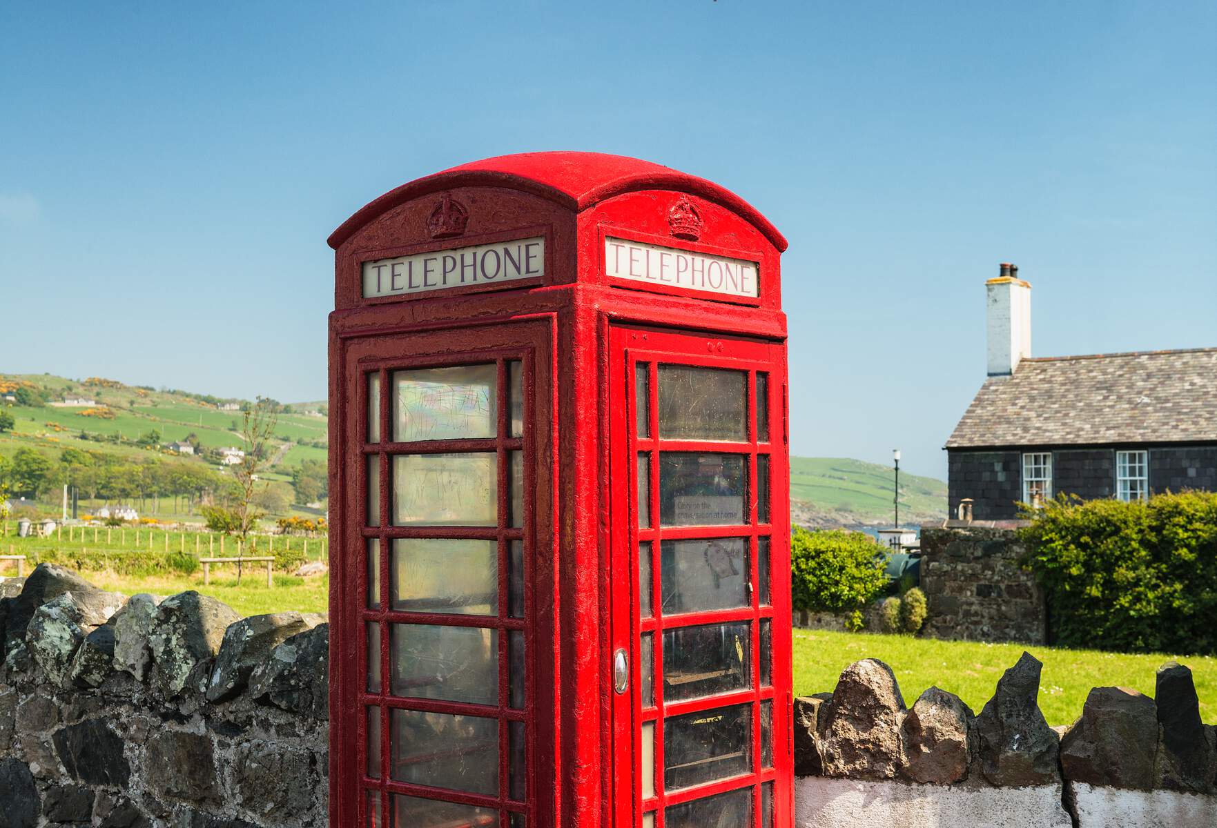 Cabine de téléphone, Irlande du Nord, Antrim, Cushendun